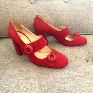 Prada Mary Janes Red Suede 39 (US 8.5/9)
